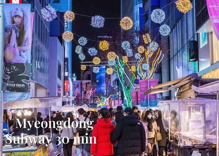 Gangnam Hongdae 3 Queen Beds Free Dryer アパート *